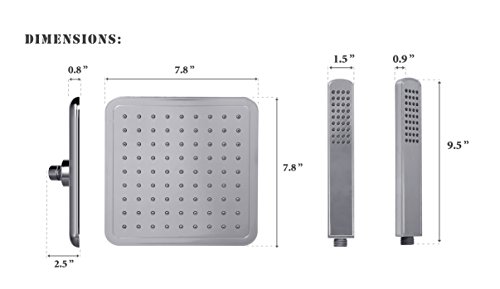 AMG - Manhattan High Pressure Rainfall Shower Head Set (117 Jets - Combined) with Modern Design, Chrome Finish with Water Diverter and Hose.