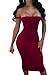 GOBLES Women's Sexy Off The Shoulder Bandage Sleeveless Midi Club Dress (Wine red, S)
