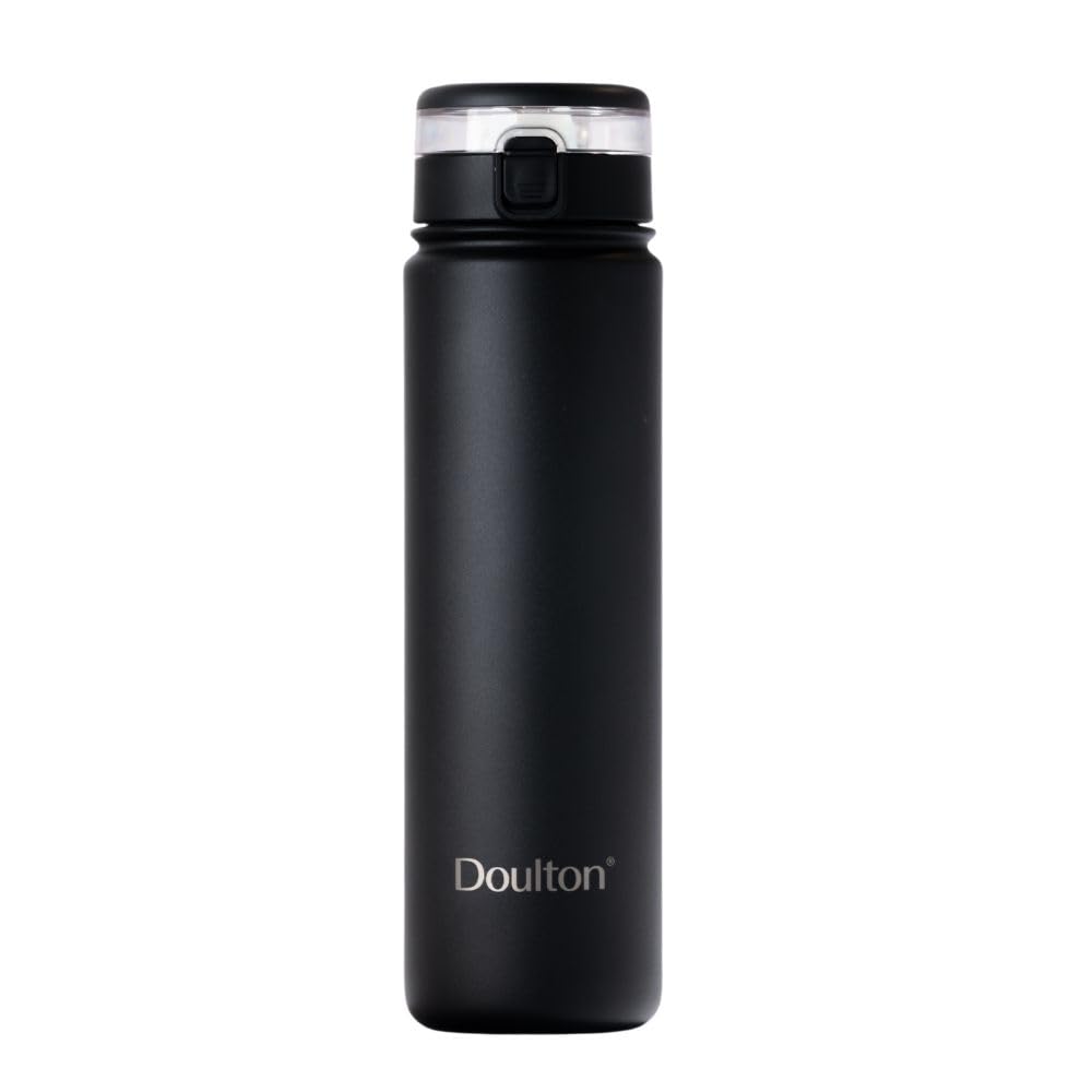 Doulton Taste 2 Water Bottle with Filter Reduction Cartridge | Black | Insulated Stainless Steel | 580ml Capacity | Reduces Contaminants | Improves Taste & Odour | Filtered Water Bottle
