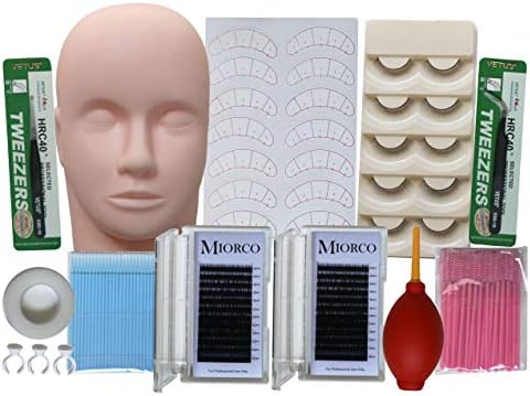 Professional Eyelash Extension Supplies Training Kit With Mannequin Head Individual Lashes For Beginners Practice Starter Tool Set