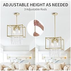 YITAHOME Gold Crystal Square Chandeliers, Modern