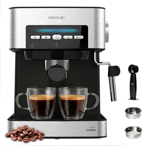 Machine à Café Espresso Power Espresso 20 Matic Elite. 850W, Pression 20 Bars, Réservoir 1,5 Litres, Mousseur Orientable, Commande Numérique, Mode Auto, Acier