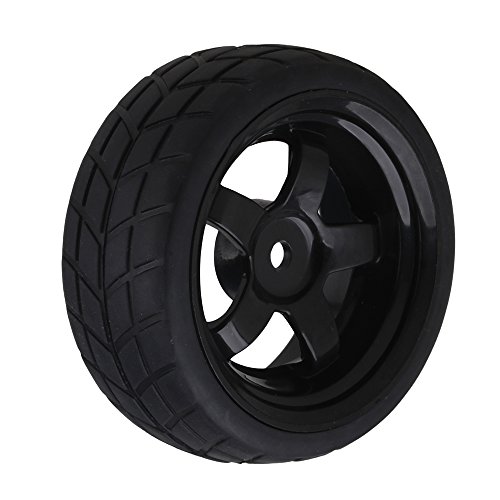 BQLZR Black RC 1: 10 Flat Car 12mm Hub Wheel Rims 5 Spoke + Rubber Tires Pack of 4