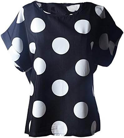 YOUNG LIGHT@ Womens Cute Loose Chiffon Blouses Top Shirt Cool T-shirt (FBA)(X-Large,Polka Dot)