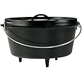 Lodge Seasoned Cast Iron Deep Camp Dutch Oven - 12 Inch / 8 Quart