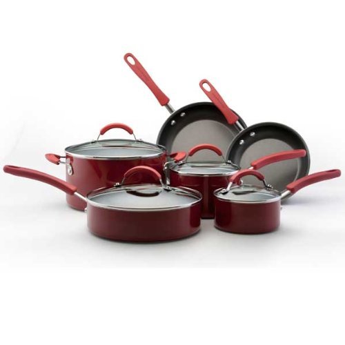 KitchenAid Classic 10 Piece Aluminum Nonstick Cookware Set Red 10578 Kitchenaid