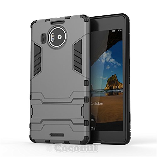 Microsoft Lumia 950 XL Case, Cocomii Iron Man Armor NEW [Heavy Duty] Premium Tactical Grip Kickstand Shockproof Hard Bumper Shell [Military Defender] Full Body Dual Layer Rugged Cover Nokia (Gray)