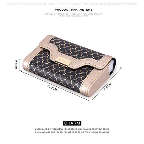 Skycase Business Card Holder, Handmade Stylish Business Card Case, Credit Card Holder, Card Organizer with Magnetic Closure, (Holds 30pcs Cards), Black - Thumbnail 3