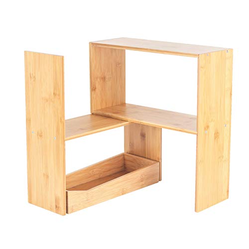 Eco-Kitchenware-Desktop-Shelf-Organizer-Adjustable-Desk-Shelves-for-Desk-Organization-Bamboo-Wood-Desktop-Bookshelf-Ideal-Dorm-Desk-Hutch-and-Counter-Organizer-Kitchen