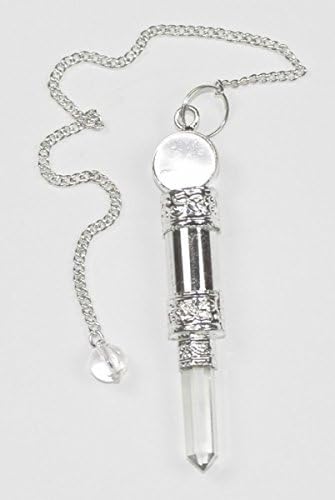 Quartz wand style pendulum with a gemstone sphere-2 -2.5 inch,7 inch chain by Village New Age