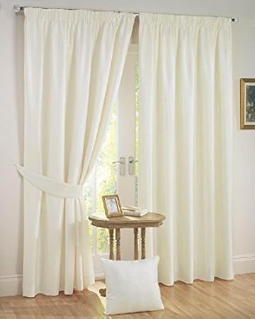 CURSTY Texture Plain Fancy 2 Piece Eyelet Polyester Window Curtain Set - 5ft, Cream