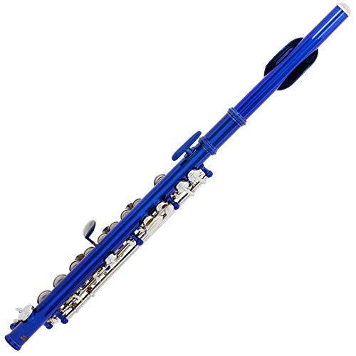 Mendini by Cecilio C Piccolo, Blue with Nickel Plated Keys, MPOBLN