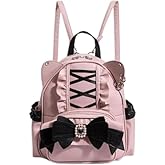KeAiDMon Kawaii cat ear backpack Lolita butterfly bag Y2K Japanese ins style drawstring backpack (Pink)