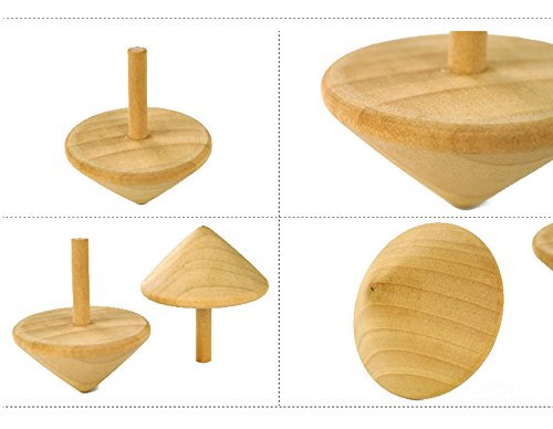 SUPOW 11 Pieces Wooden Spinning Top Gyro, Heart Shaped Wooden Spinning Top Gyro Educational Toy For Kid Children - Thumbnail 3