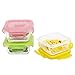 Mini Glass Baby Food Containers Storage-3 Pieces Small Reusable Multi-color Meal Prep Containers, BPA Free Airtight Locking Lids, Microwave, Oven, and Dishwasher Safe(5.08oz,0.64cup,Square)