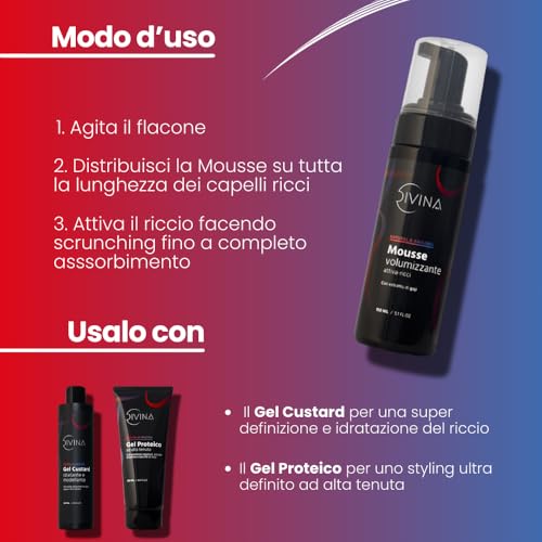 DIVINA BLK Natural&Amazing Active Volumizing Mousse with Goji Extract for Wavy & Curly Hair by DIVINA BLK (150ml)