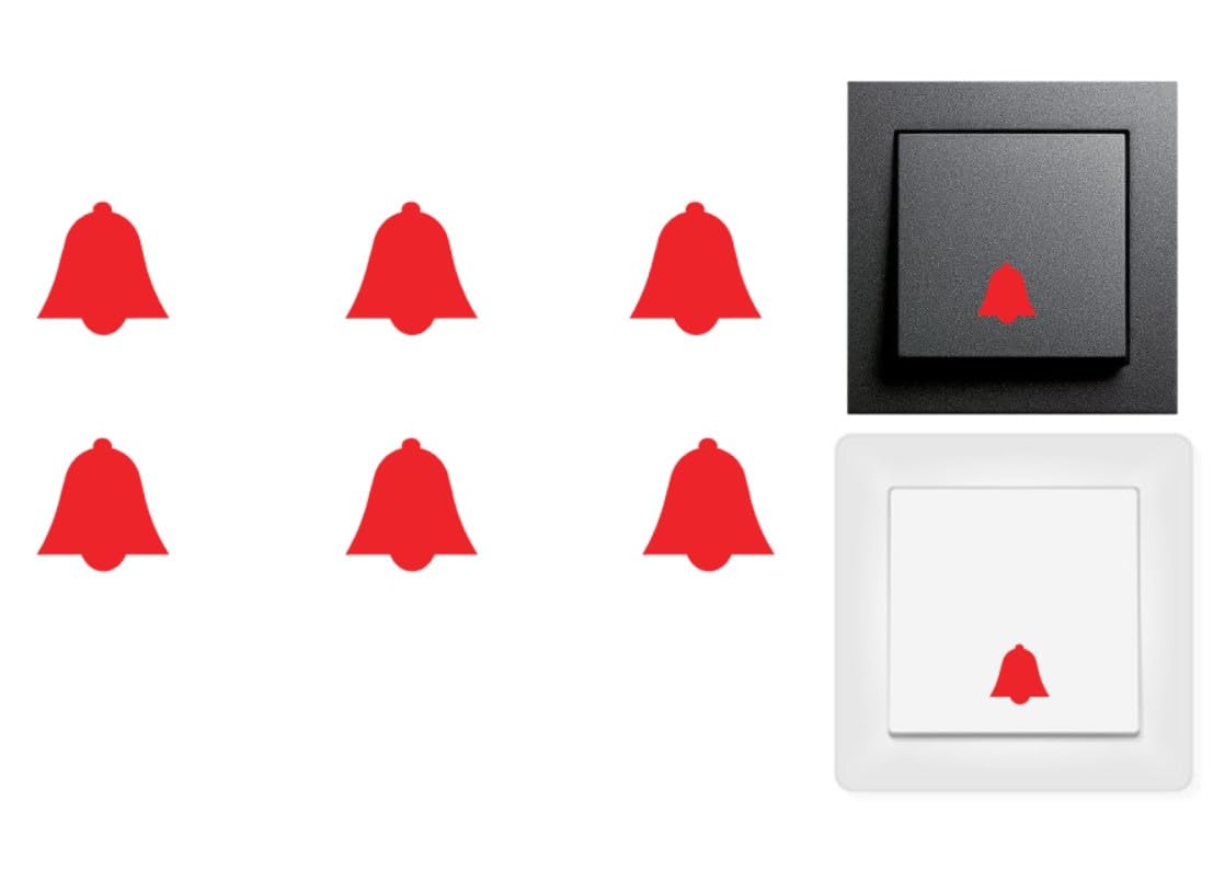 Pack of 6 Bells Sticker Symbol Sticker Decal (RPMs4/1) (Red, 15 mm)