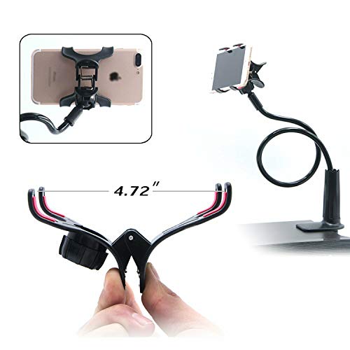 Ceuta Retails Cell Phone Clip Holder Gooseneck Clamp Lazy Mount Flexible Bracket Mobile Stand for Bed Office Kitchen App