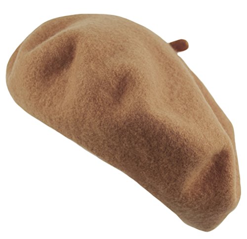 Women's Men's Solid Color Plain Wool French Beret One Size (Timber)