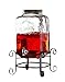 Style Setter Main Street 210263-GB 3 Gallon Glass Beverage Drink Dispenser with Galvanized Lid & Metal Stand, 11x18, Clear