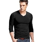 XUDIAN Long Sleeves Men T-Shirt V-Neck