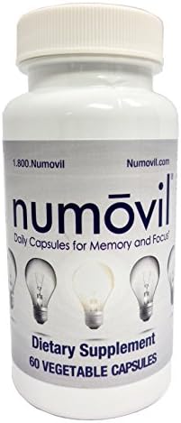 Numovil Natural Memory, Concentration, Mental Clarity & Focus Brain Function Booster Supplement with Ginkgo, NAC, DMAE, PABA, Bacopin - Neuro Optimizer and Brain Gain Pills - 1 Month (60 Tablets)