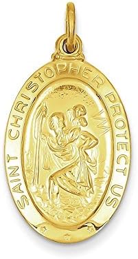 24k Gold-plated Sterling Silver Saint Christopher Medal (1.18 in x 0.63 in)