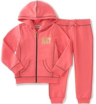 Juicy Couture Baby Girls' 2 Piece Hooded Jacket and Jog Pant Set, Coral, 3-6 Months
