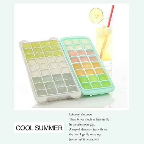 Silicone Ice Cube Tray, Naisidier 2 Pack Ice Cube Molds with Lid Easy Release Summer Ice Cube Maker with 72 Shaped Cubes BPA Free for Whisky Cocktail Fruit Juice Cooling