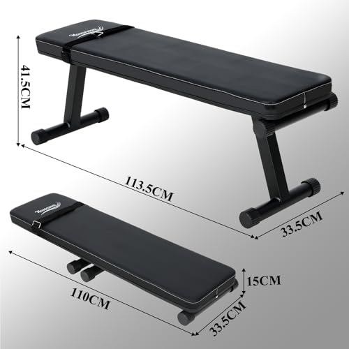 Novonova Flat Bench, Folding Weight Bench, Folding Training Bench, Multifunctional Adjustable Weight Bench Reclining Weight Bench, Abdominal / Back / Lumbar Bench Max Load 150kg