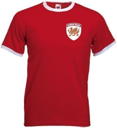 Invicta Screen Printers Men's London Welsh Rugby Union Team Retro Style T Shirt XX-Large Red