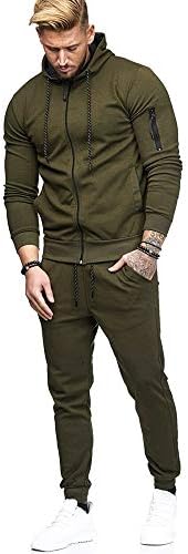 Men's Autumn Patchwork Zipper Sweatshirt Athletic-Fit Top Pants Sets Tracksuit Hoodies for Men