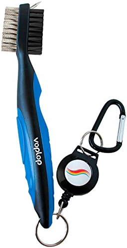 Voplop Golf Brush and Club Groove Cleaner - Easily Attaches to Golf Bag - Deep Clean Iron Grooves - Cleaning Club Face - Bag Clip & Retractable Extension Cord