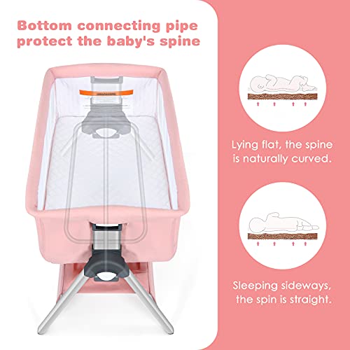 INFANS 3 in 1 Baby Bedside Sleeper for Newborn, Folding Crib with Mattress, Travel