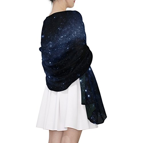MRMIAN Starry Night Sky Universe Galaxy Space Long Silk Chiffon Scarf Wrap Stole