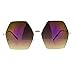 SA106 Mirrored Lens Octagon Oversize Designer Fashion Sunglasses Gold Purple