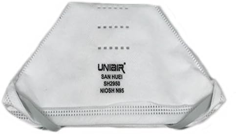 Uniair Flat Fold Particulate N95 Hypoallergenic Respirator Face Mask, Latex-Free NIOSH Approved, Individually Hygienically Packed, (40)