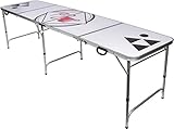 Red Cup Pong 8' Folding Beer Pong Table with Bottle Opener, Ball Rack and 6 Pong Balls - Classic Design