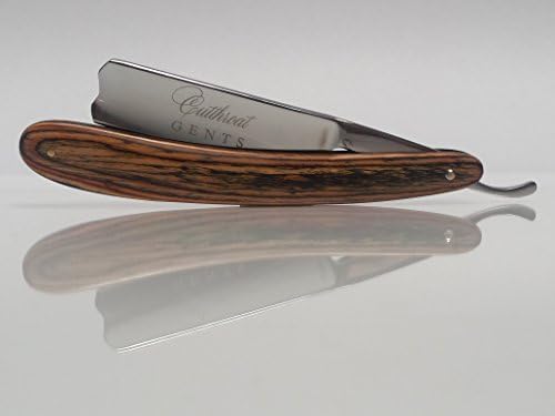 Mens Shaving Straight Razor-Professional Quality-100% Carbon Steel Cutthroat blade-Black-Brown Wood Handles-Perfect for your Shaving Kit