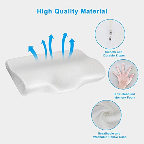 Memory Foam Pillow Neck Pillow for Sleeping, Cervical Pillow for Neck pain, Side Sleeper Pillow Contour Pillow for Side/Back/Stomach Sleeper, Ergonomic Orthopedic Pillow Comfort and Correct Spine