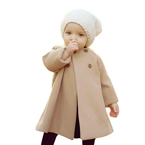 ZLOLIA Baby Clothes Autumn Winter Girls Kids Outwear Cloak Button Jacket Warm Trench Coat (110, Khaki) - Thumbnail 2