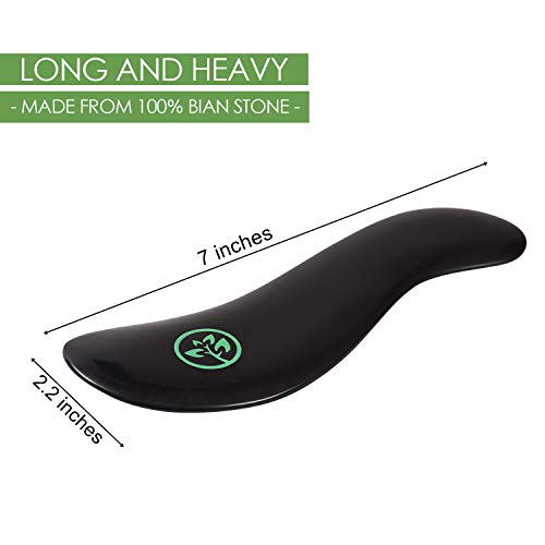Gua Sha Scraping Massage Tool - Long and Heavy - Bian Stone Gua-sha Set - Includes Carry Bag, Nitrile Gloves, eBook… - Image 4