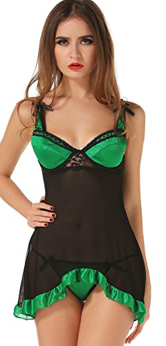 The Victory of Cupid Women's Babydoll with Satin Molded Cups and Thong