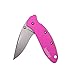 Kershaw Chive Pink Pocket Knife (1600PINK); 1.9" 420HC Steel Blade, Non-Reflective Bead-Blasted Finish, Jewel-Tone Pink Anodized Aluminum Handle, SpeedSafe Assisted Open, Liner and Tip Lock; 1.5 OZ primary