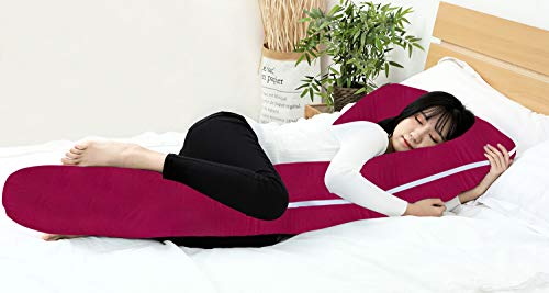 AngQi Pregnancy Body Pillow with Jersey Cover, L Shaped Full Body Pillow for Pregnant Women - Thumbnail 2