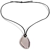 ADAJURI Minimalist Wishbone Cord Necklace With Sculptural Pendant For Women | Hypoallergenic 18K Gold Plated Stainless Steel Chunky Statement Pendant Necklace | Adjustable Black Choker With Boho Style