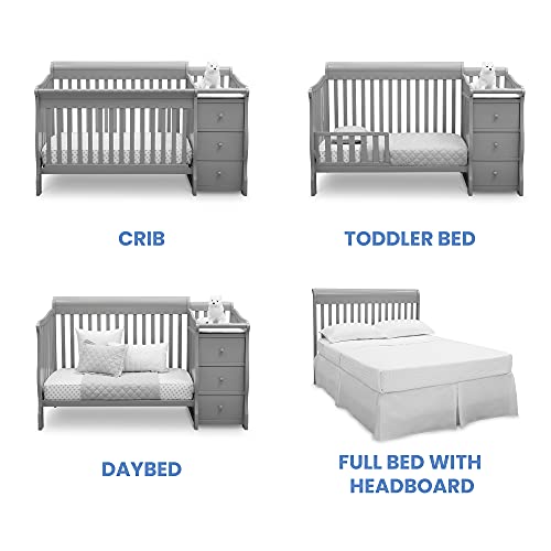 Delta Children Princeton Junction Convertible Crib and Changer, Grey
