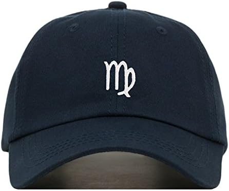 Virgo Dad Hat, Embroidered Baseball Cap, 100% Cotton, Unstructured Low Profile, Adjustable Strap Back, 6 Panel, One Size Fits Most (Multiple Colors) (Navy)