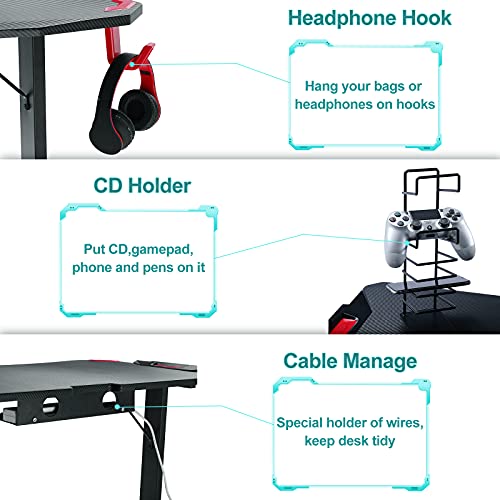 GTRACING Gaming Desk,47 inch Gaming Table with Adjustable Shelf