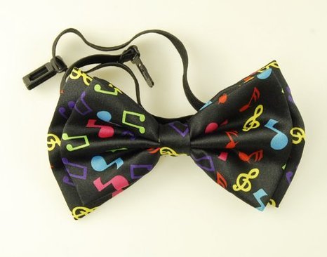 Men's Unisex Wedding Party Tuxedo Black "Multi Color Music Note" Dress Bow tie Bowtie! Brand New in Factory Box!